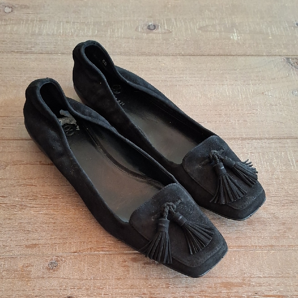 Cole Haan x Nike Black Genuine Suede Tassel Flats/Driving Loafers (US 8)
